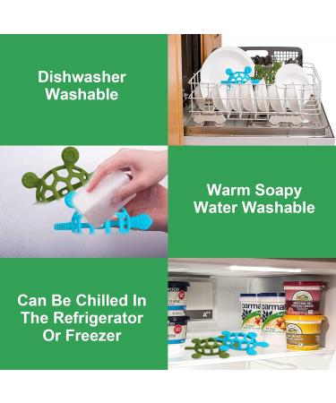 Bite Ring for Babies - BPA-Free Silicone & Natural Rubber Teething Toys - Non-Dropping Design Turtle Shape - 2 Pack (Green & Blue) for 0-12 Months - Buy Online on GoSupps.com