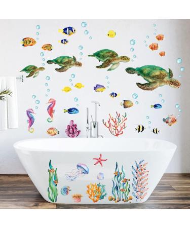 Sea Turtle Wall Stickers & Under the Sea Decals for Bathroom Nursery and Living Room | BASHOM BA-4001 - Buy Online on GoSupps.com