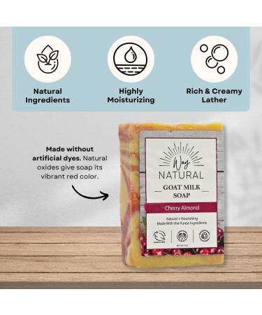 Way Natural Cherry Almond Goat Milk Soap - Moisturizing & Nourishing Body Bar for Women and Men - Handmade in USA - Cruelty-Free Organic Ingredients - Buy Online on GoSupps.com