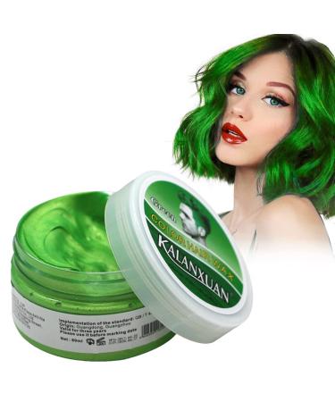 Temporary Hair Wax Colour Green Hair Spray Temporary Green Hair Dye Green Hair Wax Hair Style Dye Mud Hair Spray Colour Wash Out Easily for Men Women Instant Styling 100g