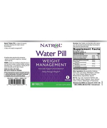 Natrol Water Pill Tablets 60 Count - Natural Water Retention Relief - Buy Online on GoSupps.com