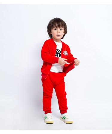 BINIDUCKLING Baby Boys 3-Piece Outfit Set | Coat, Pants, Shirts | 12-18 Months, Red - Buy Online on GoSupps.com