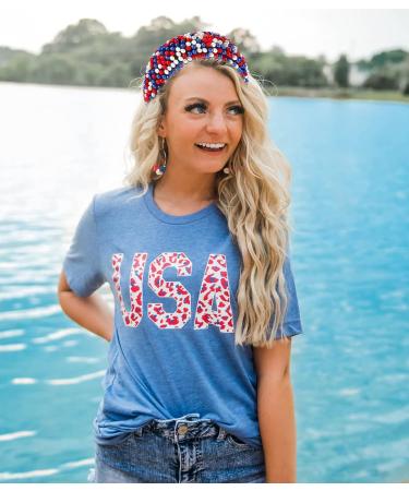 USA Patriotic Beaded Headband for Women - 4th of July American Flag Headpiece - Buy Online on GoSupps.com