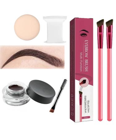 Home Eyebrow Care Kit 4d Laminated 4d Laminated Eyebrow Home Grooming Kit 4d Hair Stroke Brow Stamp Brush Multi Function Eyebrow Brush Ultra Thin Angled Eye Makeup (Walnut)