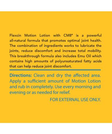 Flexcin Motion Lotion with CM8 - Joint & Muscle Therapy Cream for Back Neck Knee Hand Foot - Fast Absorbing with DMSO Emu Oil Aloe Vera - Non-Greasy - 3 Pack (4oz Jars) 4 Fl Oz (Pack of 3) - Buy Online on GoSupps.com