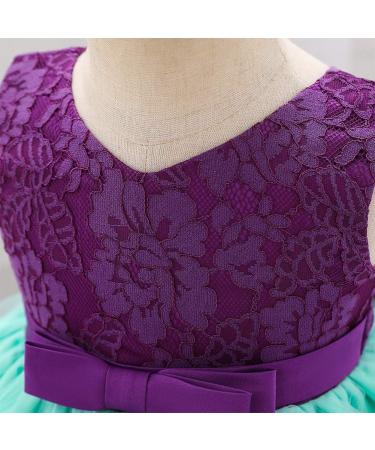 FYMNSI Baby Girl Baptism Christening Dress with Floral Embroidery and Headband | Formal Party Pageant Wedding Bridesmaid Tutu Princess Gown for 6-24 Months (9-12 Months, Green/Purple) - Buy Online on GoSupps.com