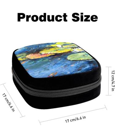 GIAPB Period Bag Sanitary Napkin Storage & Makeup Pouch | Lotus Oil Painting Color - Buy Online on GoSupps.com