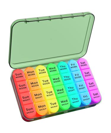 Pill Box 4 Times a Day Betife Weekly Pill Box Organisers 7 Day Tablet Organiser Daily Pill Dispenser 7 Day 4 Compartments Tablet Box for Medication Vitamins and Supplements (Olive Green)