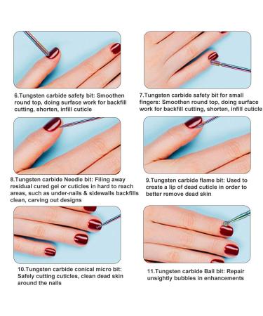 11PCS Nail Drill Bit Set - Tungsten, Ceramic, Diamond, Carbide | Acrylic, Poly Gel, Cuticle | Efile Drill Bits 3/32 - Professional Nail Tool Kit - Buy Online on GoSupps.com