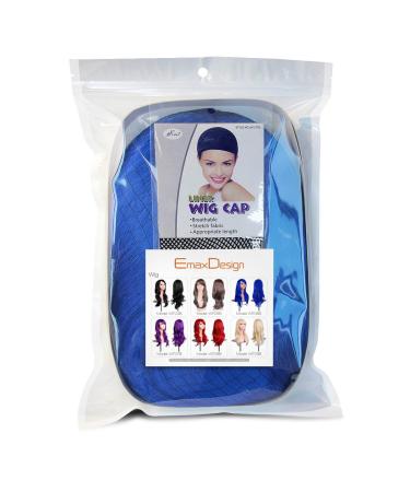 Shop EMAXDesign 70cm Dark Blue Cosplay Wig for Women - High Quality Curly Heat Resistant with Free Wig Caps & Comb - Buy Online on GoSupps.com