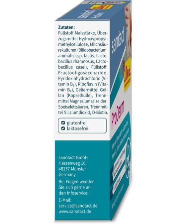 Sanotact Prodarm - 120 Capsules for Intestinal Renovation | 10 Billion Lactic Acid Cultures + 3 Bacterial Strains | Intestinal Cleaning Cure with Vitamins B6 B2 & Biotin | 6-Pack - Buy Online on GoSupps.com