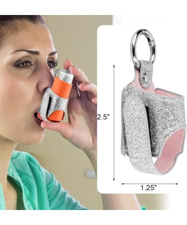 Buy Beautyflier Asthma Inhaler Holder - Durable Microfiber Leather Travel Case for Adults & Kids | Stylish Silver Bling Design - Buy Online on GoSupps.com