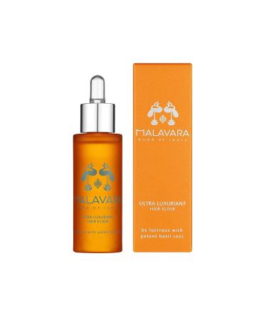MALAVARA Ultra Luxuriant Hair Elixir - 100% Natural Vegan 30ml - Hair and Scalp Treatment with Basil Root, Amla, Brahmi, and Bhringraj for Dry and Damaged Hair - Coconut, Almond, Moringa Blend - Buy Online on GoSupps.com