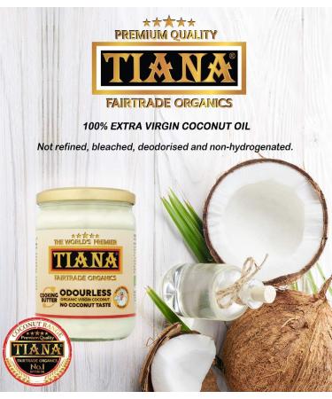 TIANA Fairtrade Organic Virgin Coconut Oil Odourless Cooking Butter 500ml - Buy Online on GoSupps.com