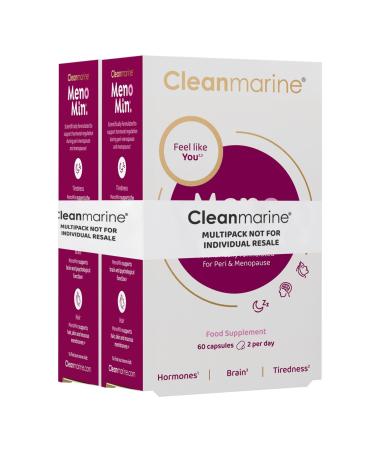 Cleanmarine Menomin - Menopause Support - Highly Absorbable Omega 3 with Soy Isoflavones - Vitamins B1 B2 B6 B12 Folic Acid Biotin and D3-30 Servings - 120 Capsules - Multipack 120 Count (Pack of 1)