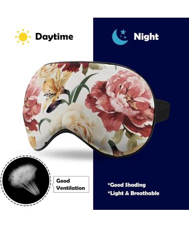 LynaRei Watercolor Rose Sleep Mask - White Red Flower Blindfold for Full Night's Sleep, Travel, and Nap - Buy Online on GoSupps.com