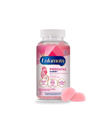 Enfamom Prenatal Multivitamin, 75 Gummies, Supplement for Pregnant and Lactating Women from Enfamom, Omega-3 DHA + Folate (as Folic Acid) + Calcium + Iodine, Zinc, Vitamin D, Raspberry Lemon Flavor