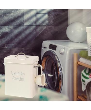 Laundry Powder Bin Washing Powder Storage Tin with Scoop Airtight Lids Laundry Detergent Powder Storage Box Laundry Room Accessories Beige - Buy Online on GoSupps.com