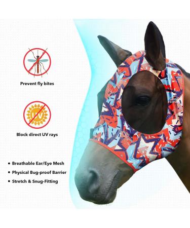 Harrison Howard Stretchable Horse Mask - UV Protection Comfortable & Breathable XL Geometric Motif Extra Large Orange - Buy Online on GoSupps.com