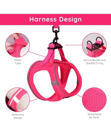 Bella & Pal Dog Harness for Small Dogs with Leash - Air Mesh Reflective Breathable - Puppy & Cat Dishes in Hot Pink (42-50cm) - Buy Online on GoSupps.com