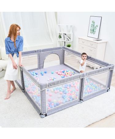 Baby Playpen: Sturdy Safety Play Center for Toddlers & Infants - 50x50 Inch Grey - Buy Online on GoSupps.com