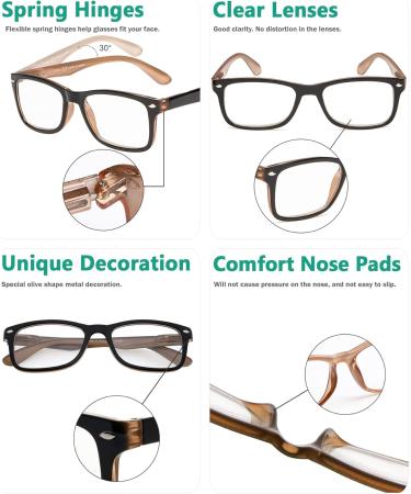 Eyekepper Classic Vintage Style Reading Glasses for Women - Comfortable +2.00 Nero-Marrone Stylish Readers - Buy Online on GoSupps.com