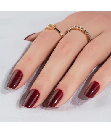 Shop Jofay Fashion Press On Nails - Short Acrylic Glue On Nails 24PCS Wine Red Kit Perfect Fit in 12 Sizes - Buy Online on GoSupps.com