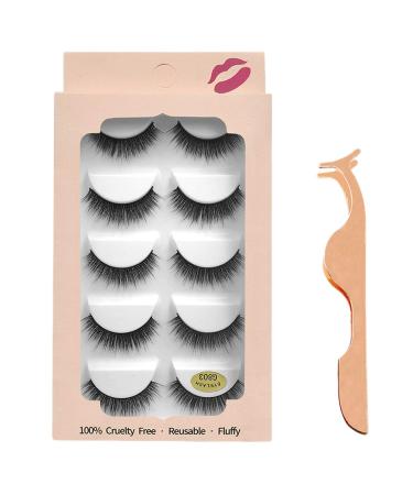 Evenden 3D Faux Eyelashes Handmade Luxurious Volume Natural False Eyelashes 5 Pairs with Tweezers 00