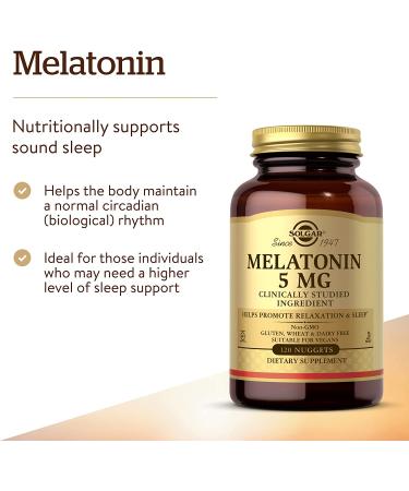 Solgar Melatonin 5mg Nuggets - 120 Count for Better Sleep | Natural Sleep Aid - Buy Online on GoSupps.com