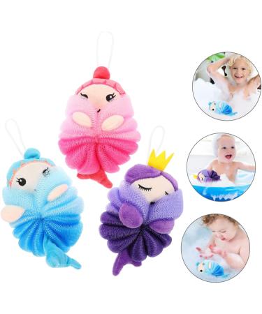 3pcs Bath Ball Sponges | Soft & Cute Loofah Shower Poufs for Body Scrubbing | Gentle Mesh Esponja para Ba arse - Buy Online on GoSupps.com