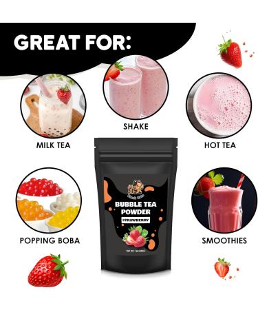 Bubble Tea Powder Kit | Strawberry Flavor | 1LB (454g) | 18 Servings | Instant Boba Drink Mix for Smoothies and Tapioca Pearl Milk Tea - Buy Online on GoSupps.com
