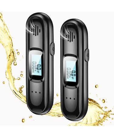 2 Pcs Alcohol Breathalyzer Home Accurate Detection Portable Breath Alcohol Tester Mini Breathalyzer Tester with LED Display and USB Rechargeable for Personal or Professional Use