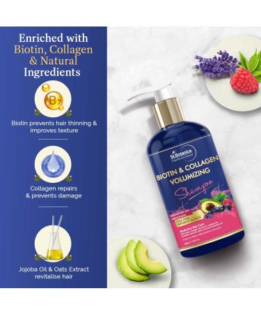 StBotanica Biotin & Collagen Volumizing Hair Shampoo - 300ml | Sulphate-Free Paraben-Free Silicone-Free - Best for Healthy Hair Growth - Buy Online on GoSupps.com