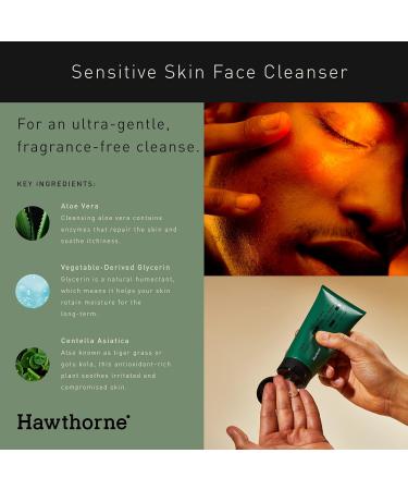 Hawthorne Men's Natural Gentle Face Wash | Moisturizing Aloe Vera & Tiger Grass Cleanser for Dry Sensitive Skin - 4oz - Buy Online on GoSupps.com
