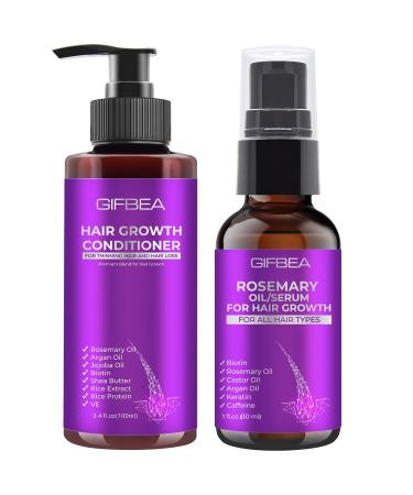 Rosemary Oil Hair Growth Serum with Biotin Castor Oil Hair Growth Conditioner Scalp & Thinning Hair Loss Treatment for Smoother Thicker Fuller Hair