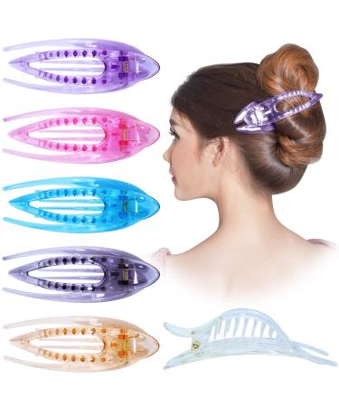 RC Roche 6 pieces hair clip hair clamp French curved for women girls solid hold without slides high quality hair small transparent multifolitis small - 6 pieces transparent multifolitis