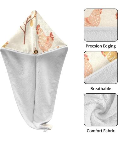 Cute Domestic Chicken Hair Towel 2 Pack | Super Absorbent Quick Dry Hair Turbans for Women & Girls - Buy Online on GoSupps.com