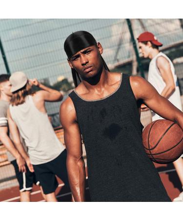 4-Piece Silky Durag Caps Headwraps + Silk Wave Cap for Men | Long Tail & Wide Elastic Band | HY-1 - Buy Online on GoSupps.com
