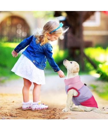 Dog Cat Coat with Leash Anchor & Color Patchwork, Padded Jacket Vest for Puppies & Kittens - Medium Rose Red - Buy Online on GoSupps.com