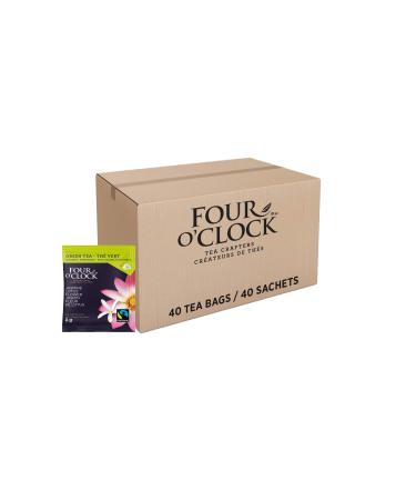 Four O'Clock Organic Fairtrade Green Tea Jasmine and Lotus Non-Gmo Kosher Gluten-Free 40 Count Pyramid 231g 40 Tea Bags Jasmine & Lotus Flowers