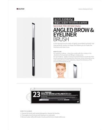 SILSTAR Professional Angled Brow & Eyeliner Brush - Cruelty-Free Synthetic Hair Makeup Brush with Natural Birch Wooden Handle - Made in Korea - Buy Online on GoSupps.com