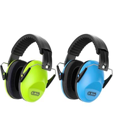 Dr.meter Ear Defenders Children Children Ear Defenders SNR 27dB Protective Earmuffs with Noise Blocking Children Ear muffs for Sleeping Studying Adjustable Head Band green+blue