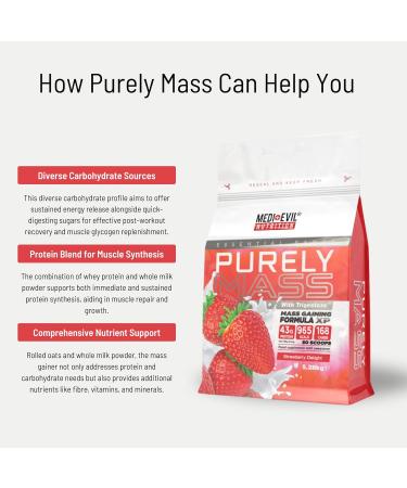 Medi-Evil Nutrition Purely Mass Gainer Protein Powder Strawberry Flavour 5.280g High Calories - Buy Online on GoSupps.com