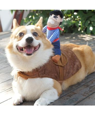 Funny Cowboy Rider Dog Costume - Creative Halloween Pet Costume Sweater for Dogs - Buy Online on GoSupps.com