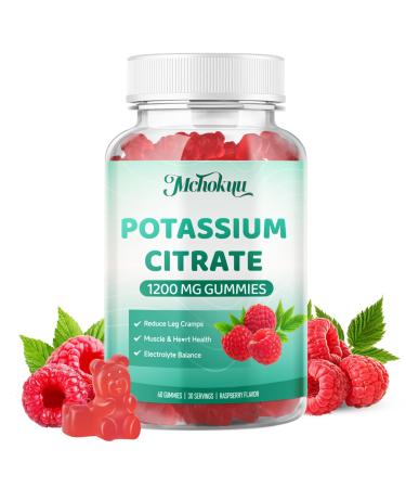 Potassium Citrate Supplement Gummies Potassium Supplements for Women & Men Helps Maintain Muscle Wellness & Electrolyte Balance Vegan Raspberry Flavor 60 Count Potassium Gummies 60 Count (Pack of 1)