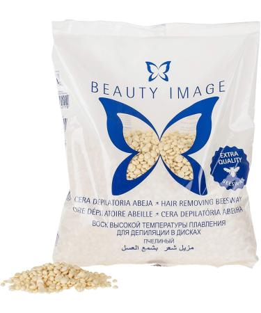 Beauty image Professional wax pearls with beeswax and titanium dioxide - hot wax for pain -free hair removal - without stripes.Elastic Spanish wax - white 1 kg