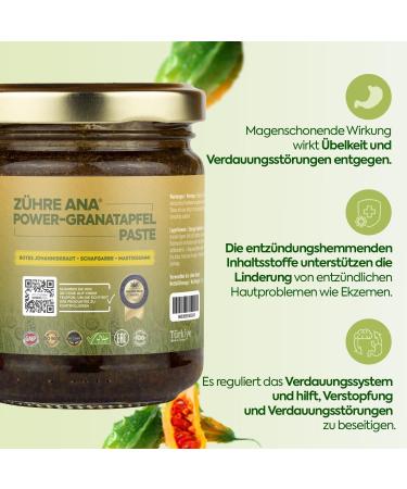 Z hre Ana Power Pomegranate Paste: 100% Natural Formulation | Natural Aid for Stomach Problems Reflux Gastritis and Digestive Disorders | Fast Acting Anti-Inflammatory Properties 240 ml (Pack of 1) - Buy Online on GoSupps.com