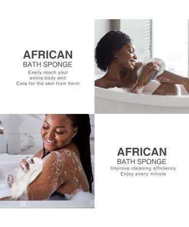 3 Pieces African Net Sponge - Exfoliating Long Bath Scrubber & Body Smoother (Pink Green Off-White) - Ideal for Clean Glowing Skin - Buy Online on GoSupps.com