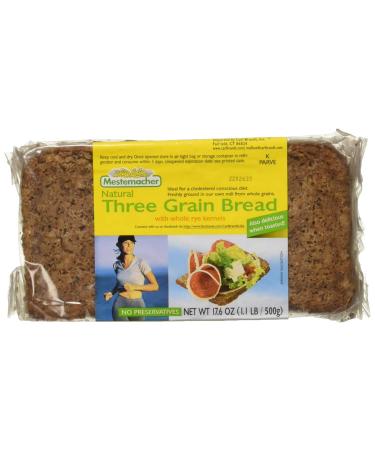 MESTEMACHER Organic Three Grain Bread, 17.6 OZ Three grain 1.1 Pound (Pack of 1)