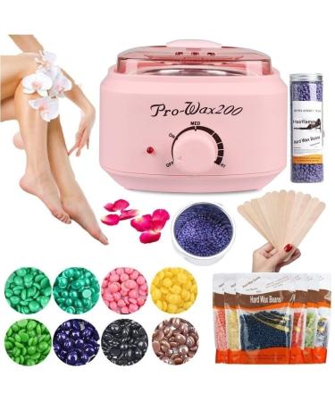 Aoonar Wax Warmer Heater Wax Hair Removal Waxing Kit Wax Dpilation Set (110V US Plug Light Pink+100G Beans+10Pcs Sticks)